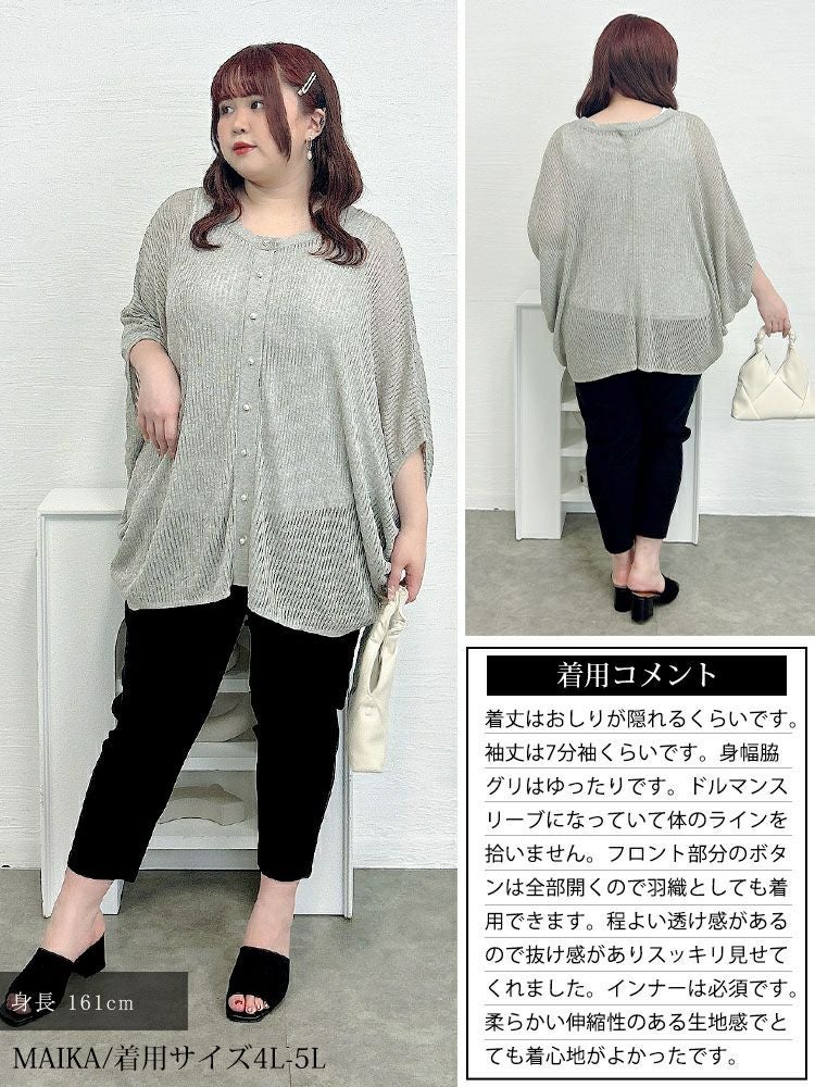 大きいサイズ レディース ラメシアーニットドルマンカーディガン　sum-0026