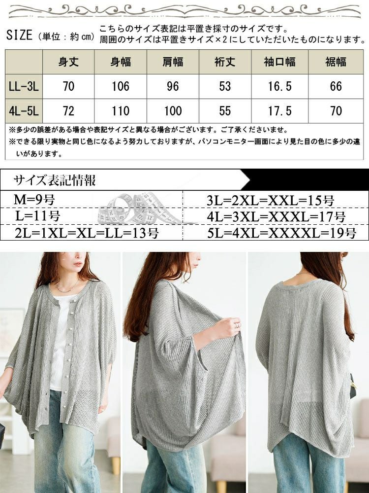 大きいサイズ レディース ラメシアーニットドルマンカーディガン　sum-0026