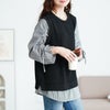 大きいサイズ レディース ドロストスリーブフェイクベストプルオーバー　cast-5556018 ブラック