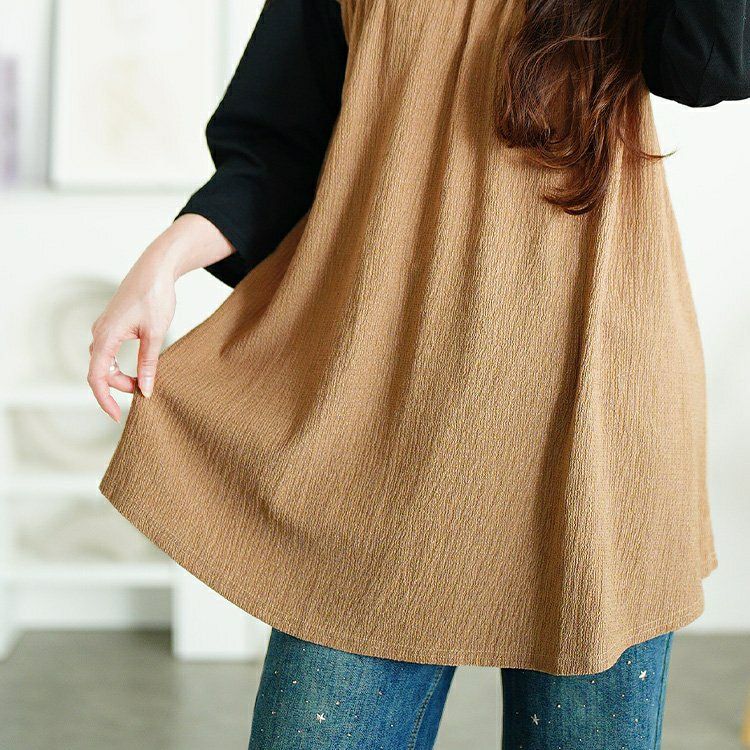 大きいサイズ レディース フェイクレイヤード楊柳キャミチュニック　cast-5556014 【メール便可】