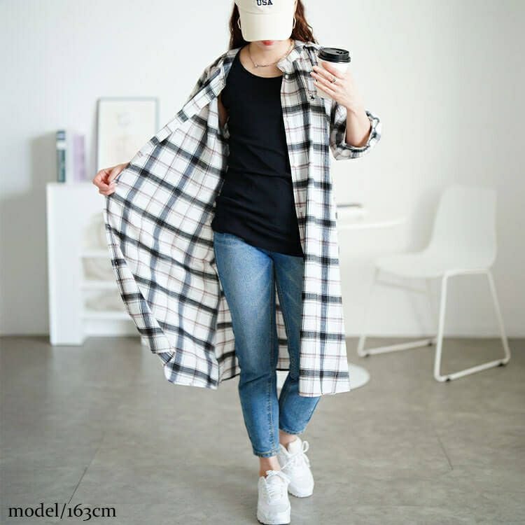 大きいサイズ レディース ワンポイント刺繍チェックシャツワンピース　cpdai-640953