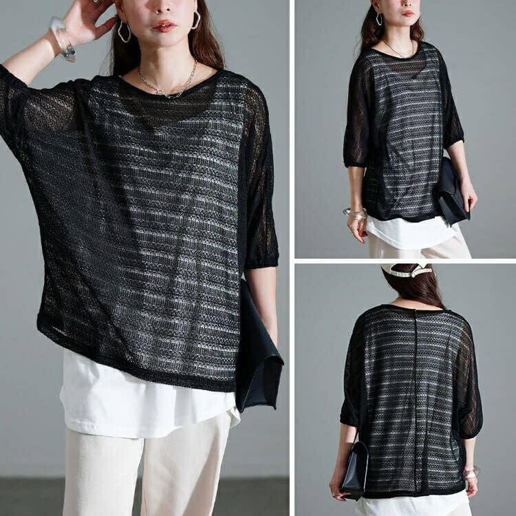 大きいサイズ レディース レース編みドルマン＆タンクトップ2点セット　cpdai-647134 【メール便可】