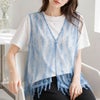 大きいサイズ レディース フリンジベスト＆Tシャツ2点セット　cpdai-647133 【メール便可】