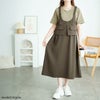 大きいサイズ レディース フラップデザインTシャツドッキングワンピース　goldy-1728【メール便可】 モカ