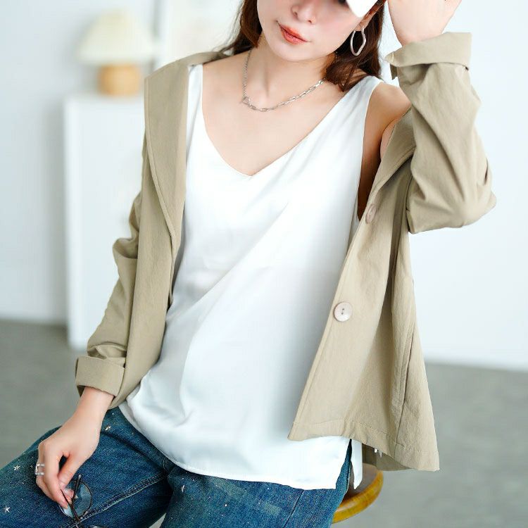 大きいサイズ レディース バックストラップVネックノースリーブトップス　goldy-1729【メール便可】