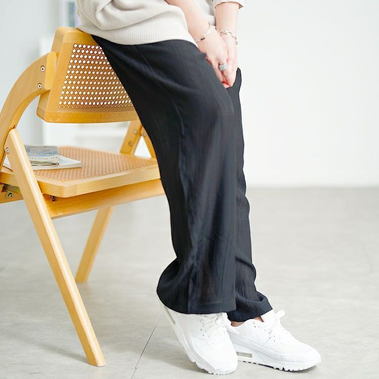 大きいサイズ レディース ランダムプリーツワイドパンツ　goldy-1724【メール便可】