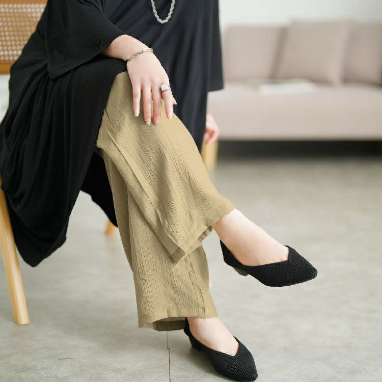 大きいサイズ レディース ランダムプリーツワイドパンツ　goldy-1724【メール便可】