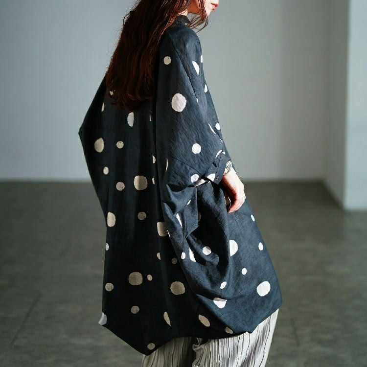 大きいサイズ レディース ドット柄スキッパードルマンシャツチュニック　sw-0823 【メール便可】