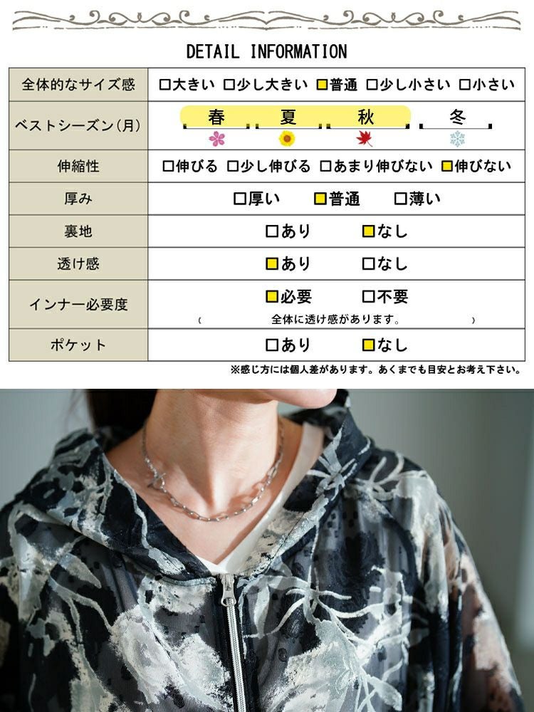 大きいサイズ レディース シアー花柄配色ティアード切り替えパーカー　sw-0817 【メール便可】