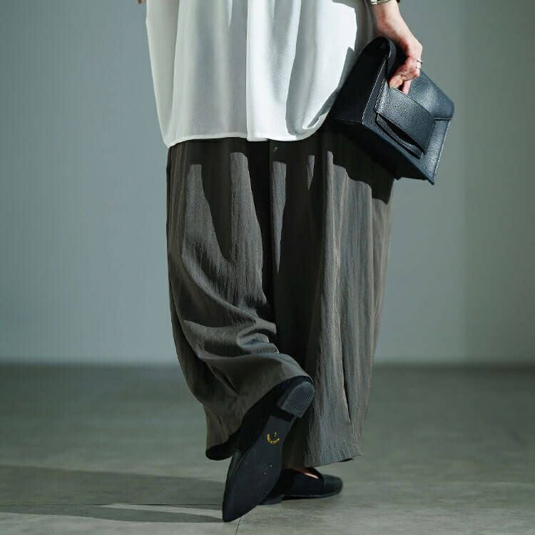 大きいサイズ レディース 裾タックワイドパンツ　sw-0816