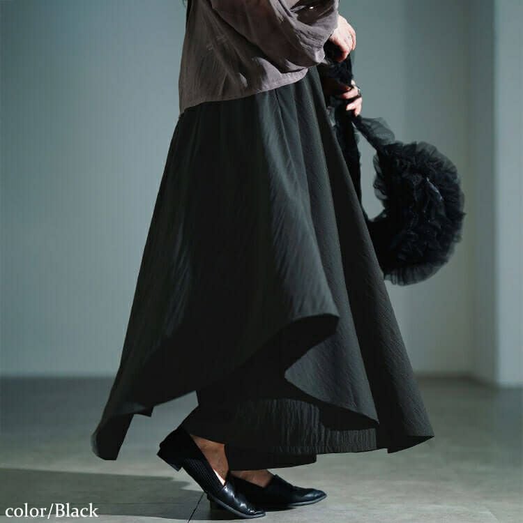 大きいサイズ レディース アシメレイヤードワイドパンツ　sw-0815