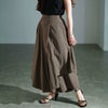 大きいサイズ レディース アシメレイヤードワイドパンツ　sw-0815 モカ