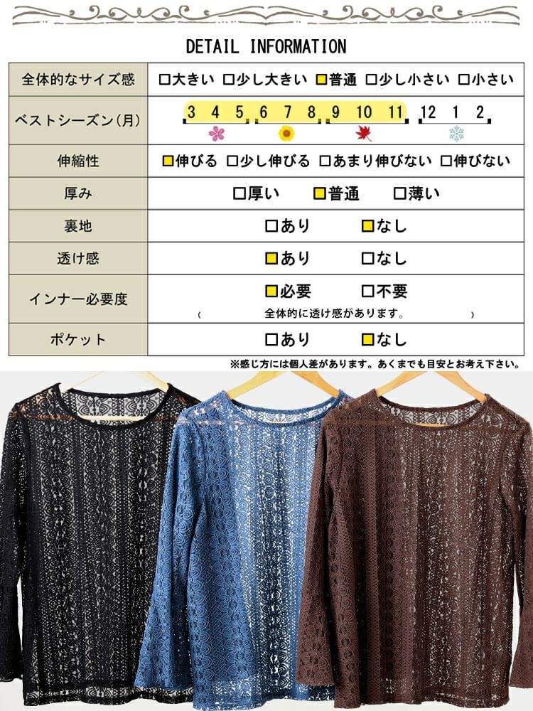 大きいサイズ レディース 花柄コードレースフレアスリーブプルオーバー　maru-30198 【メール便可】