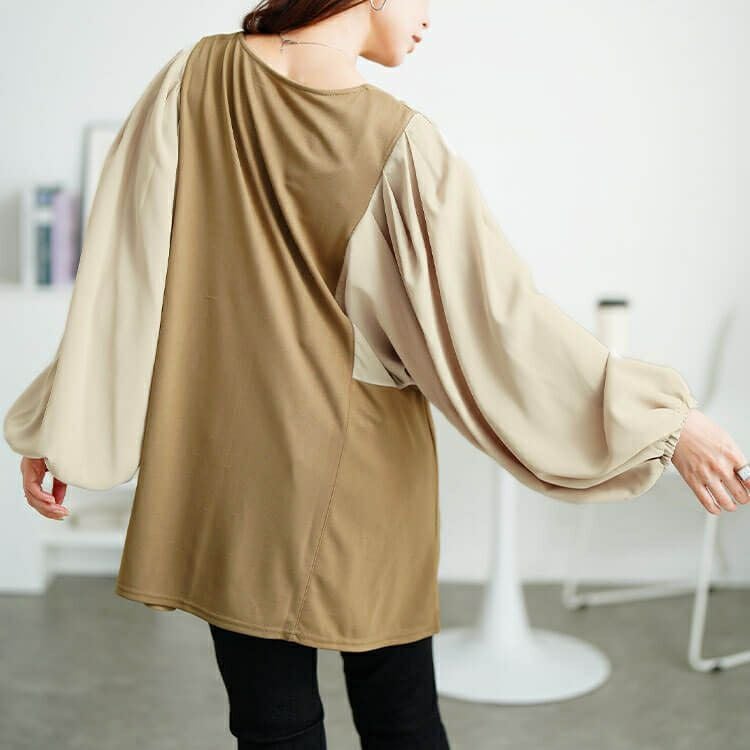 大きいサイズ レディース ドルマン切り替えパイピングチュニック　maru-30197 【メール便可】