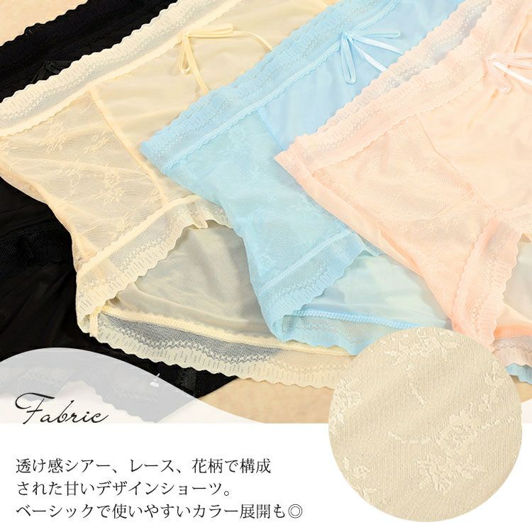 大きいサイズ レディース シアーレースハイウエストショーツ　goldy-1739【メール便可】