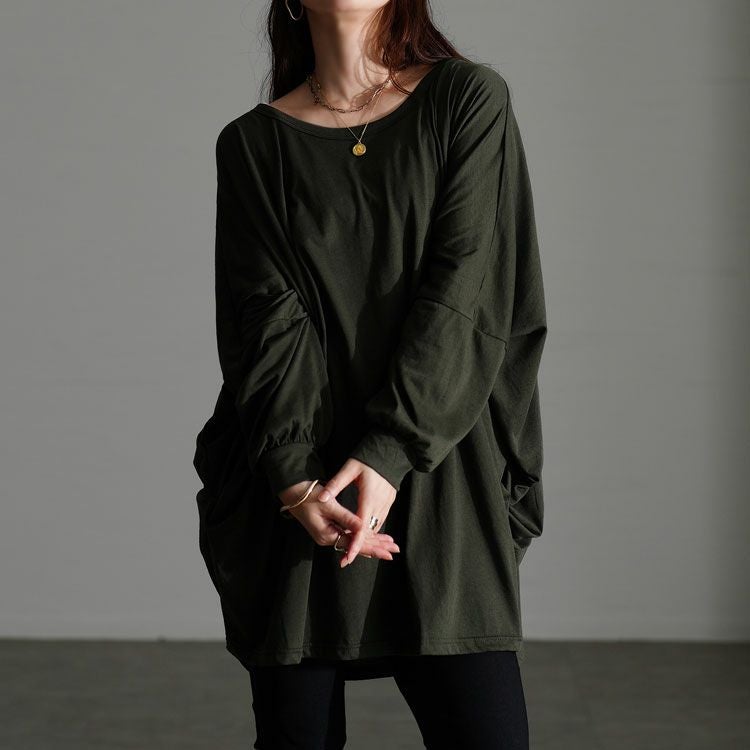 大きいサイズ レディース サイドタックドルマンチュニック　maruka-7166 【メール便可】