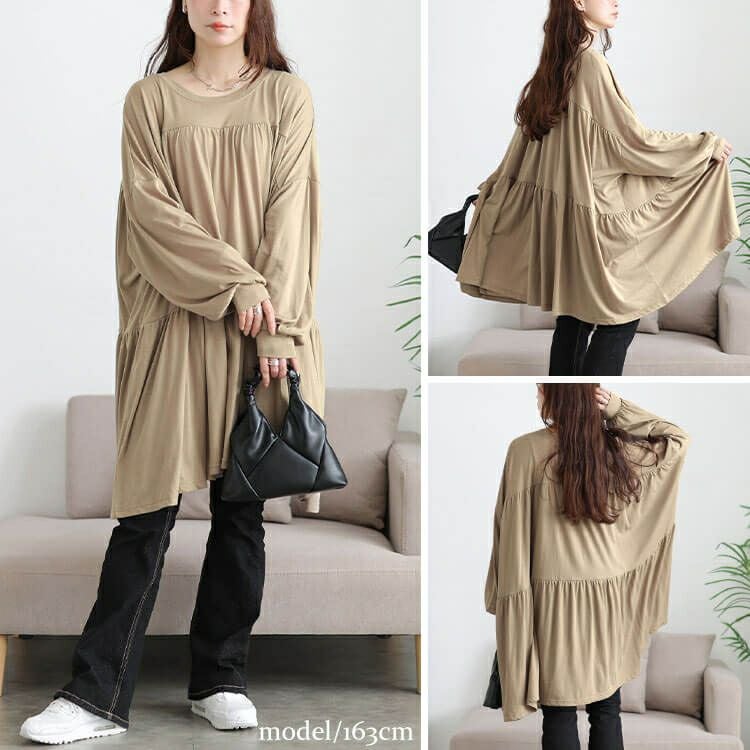 大きいサイズ レディース ティアードビッグチュニックTシャツ maruka