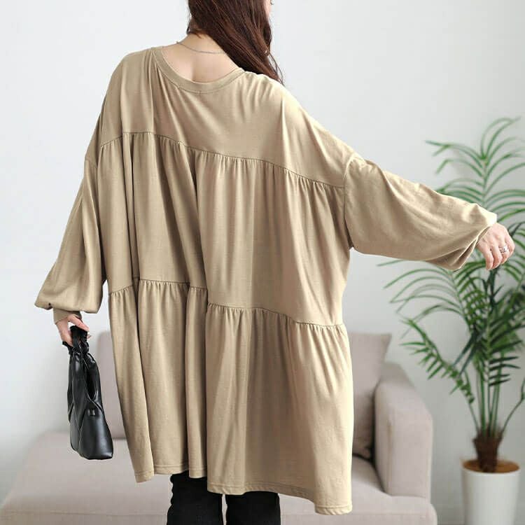 大きいサイズ レディース ティアードビッグチュニックTシャツ　maruka-7165