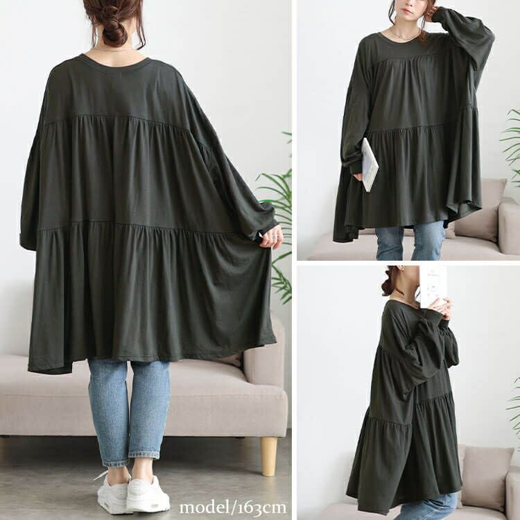 大きいサイズ レディース ティアードビッグチュニックTシャツ maruka