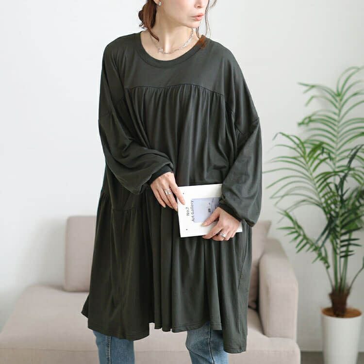 大きいサイズ レディース ティアードビッグチュニックTシャツ maruka