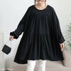 大きいサイズ レディース ティアードビッグチュニックTシャツ　maruka-7165 ブラック