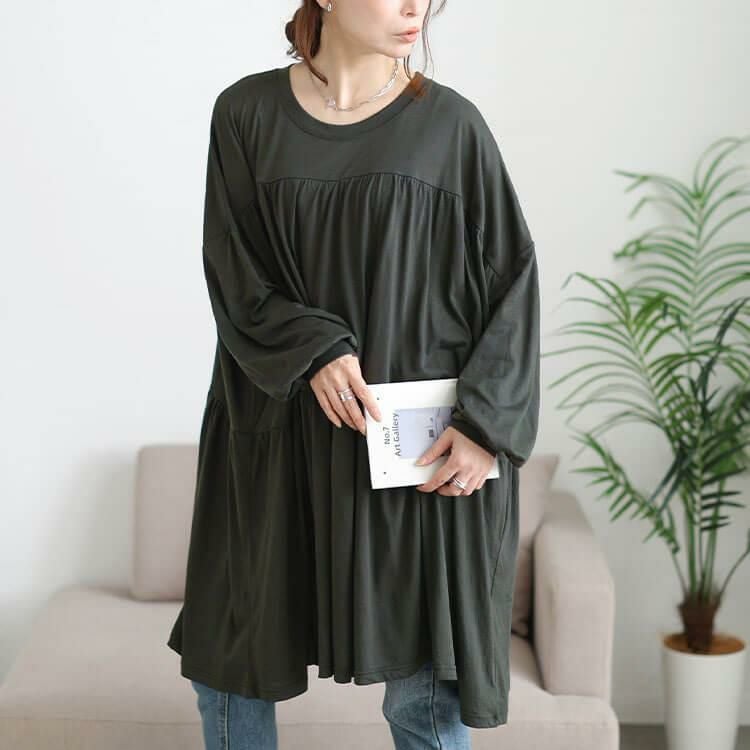 大きいサイズ レディース ティアードビッグチュニックTシャツ maruka