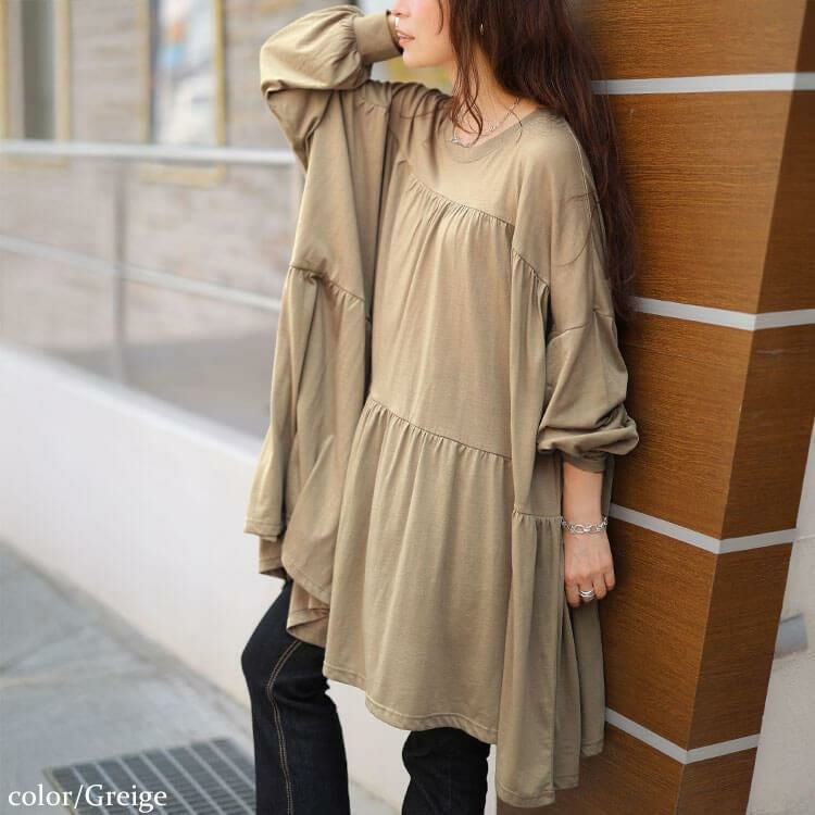 大きいサイズ レディース ティアードビッグチュニックTシャツ maruka