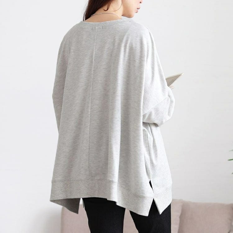 大きいサイズ レディース ロゴプリント脇スリットドルマントレーナー　maruka-7164