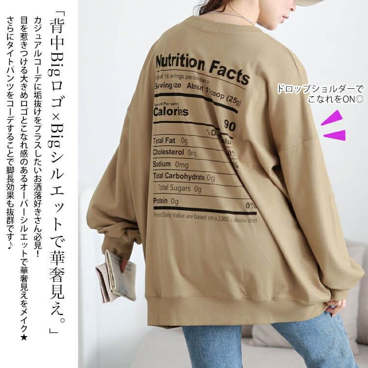 大きいサイズ レディース バックロゴプリントビッグトレーナー　maruka-7163