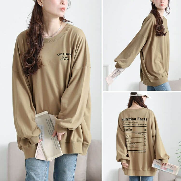 大きいサイズ レディース バックロゴプリントビッグトレーナー　maruka-7163