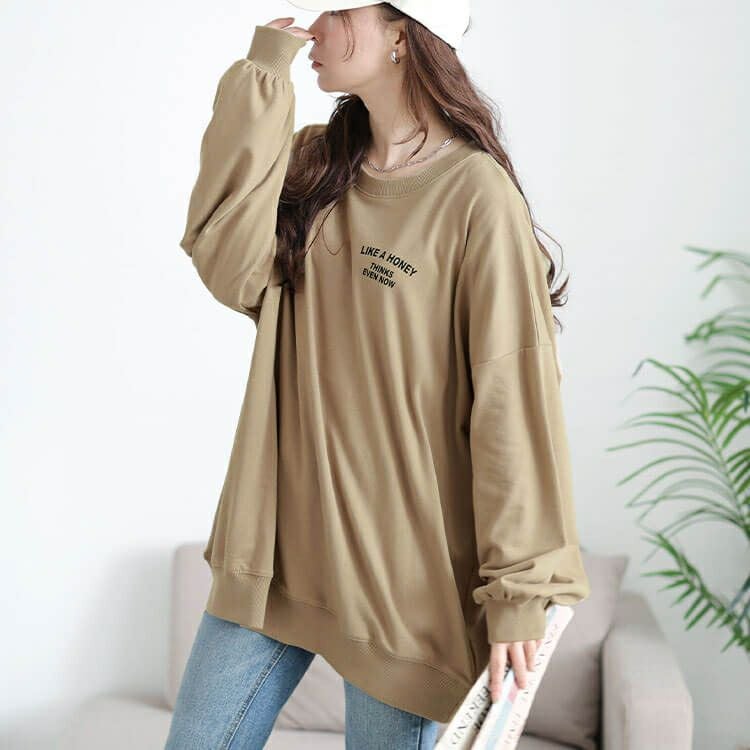 大きいサイズ レディース バックロゴプリントビッグトレーナー　maruka-7163