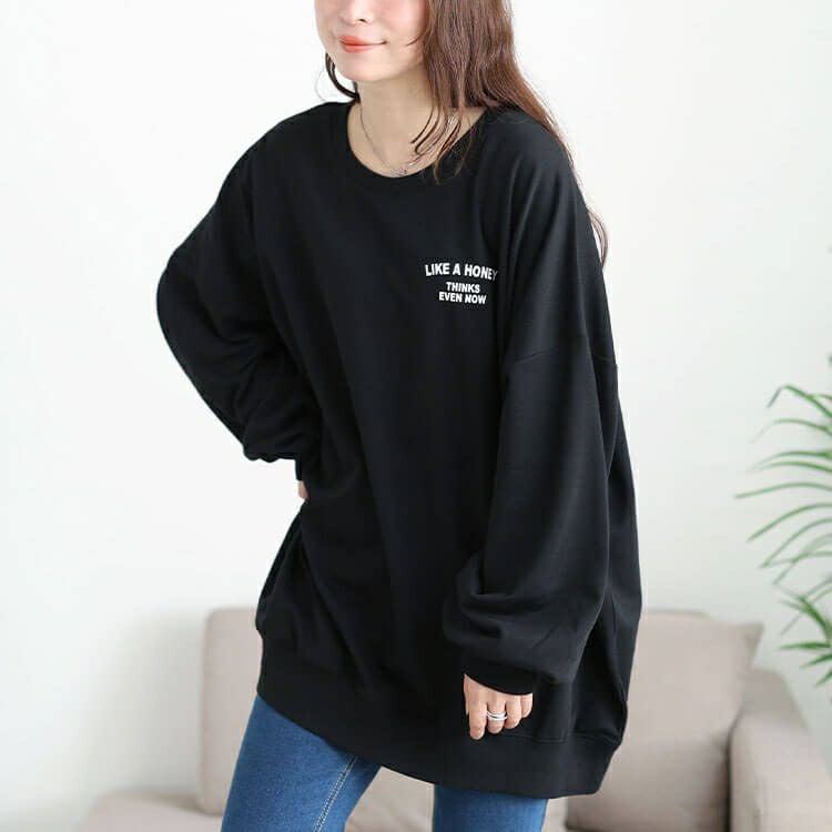 大きいサイズ レディース バックロゴプリントビッグトレーナー　maruka-7163