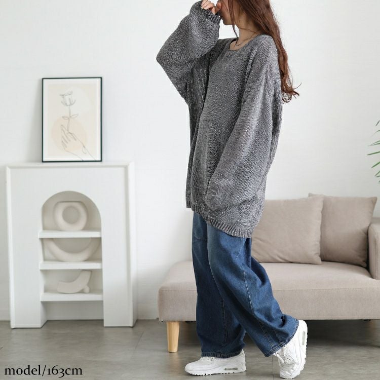 大きいサイズ レディース オーバーサイズラメニット　jp563