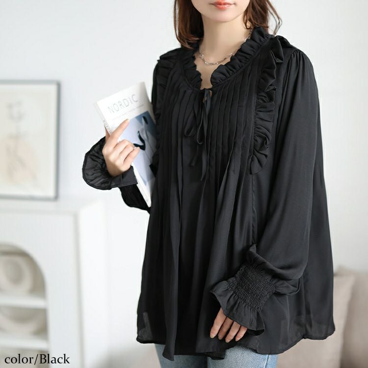 大きいサイズ レディース フリル＆タックキャンディスリーブブラウス　jp544 【メール便可】