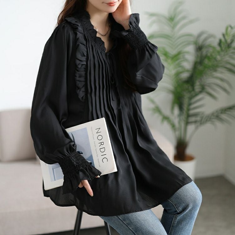 大きいサイズ レディース フリル＆タックキャンディスリーブブラウス　jp544 【メール便可】