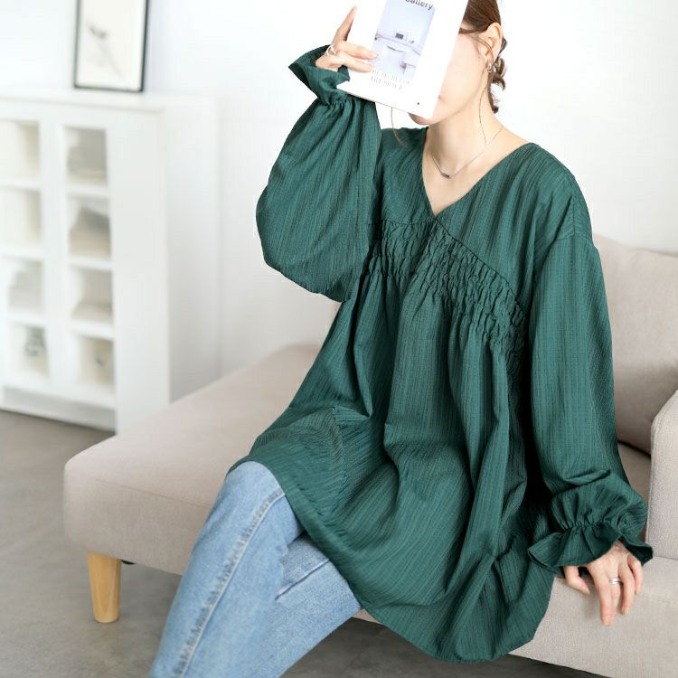 大きいサイズ レディース キャンディスリーブシャーリングチュニック　tani-36961ll