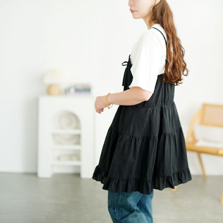 大きいサイズ レディース フリルティアードミニキャミワンピース　tani-36945ll