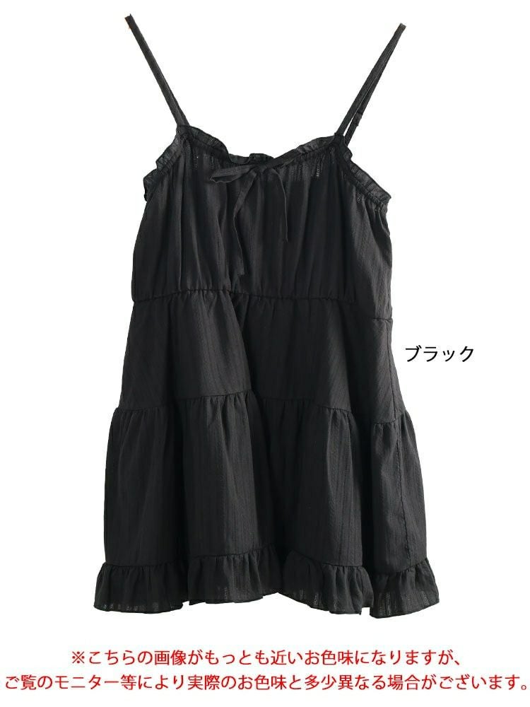 大きいサイズ レディース フリルティアードミニキャミワンピース　tani-36945ll