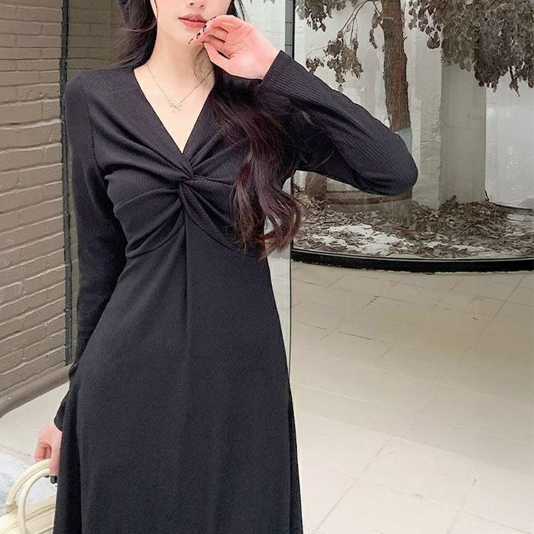 大きいサイズ レディース カシュクール風ツイストワンピース　goldy-1736【メール便可】