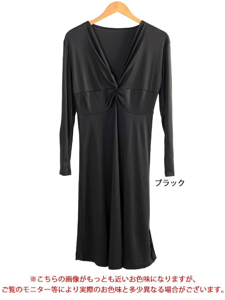 大きいサイズ レディース カシュクール風ツイストワンピース　goldy-1736【メール便可】