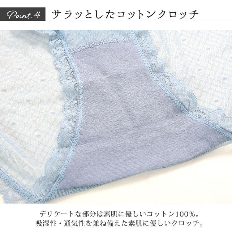 大きいサイズ レディース ドット柄シアーレースショーツ　goldy-1741【メール便可】