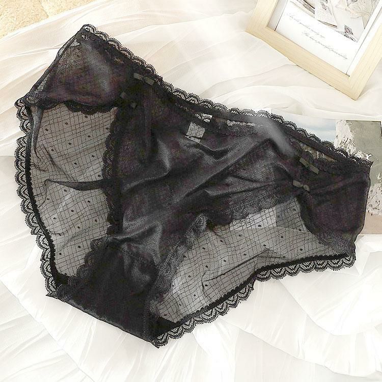 大きいサイズ レディース ドット柄シアーレースショーツ　goldy-1741【メール便可】 ブラック