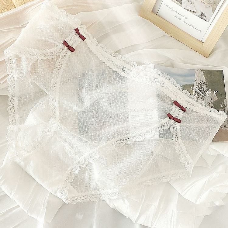 大きいサイズ レディース ドット柄シアーレースショーツ　goldy-1741【メール便可】 ホワイト