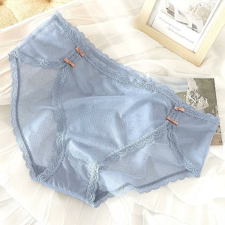 大きいサイズ レディース ドット柄シアーレースショーツ　goldy-1741【メール便可】 ブルー