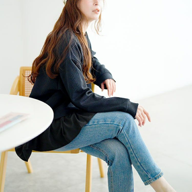 大きいサイズ レディース 幾何学カットキルト異素材プルオーバー　mncut-152568