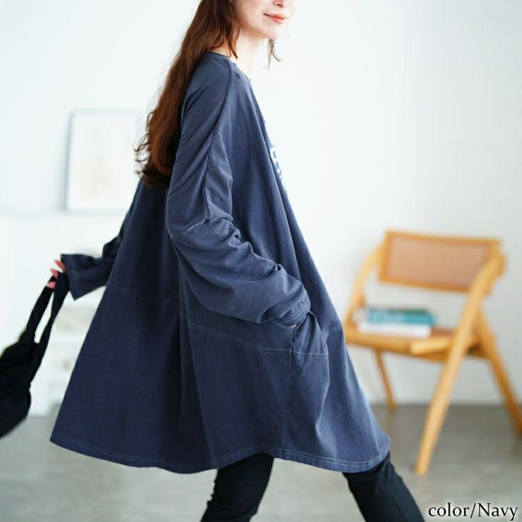 大きいサイズ レディース カレッジロゴコットンチュニック　cros-140374