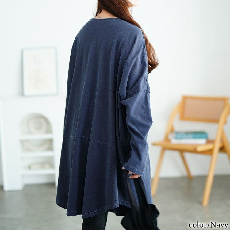 大きいサイズ レディース カレッジロゴコットンチュニック　cros-140374