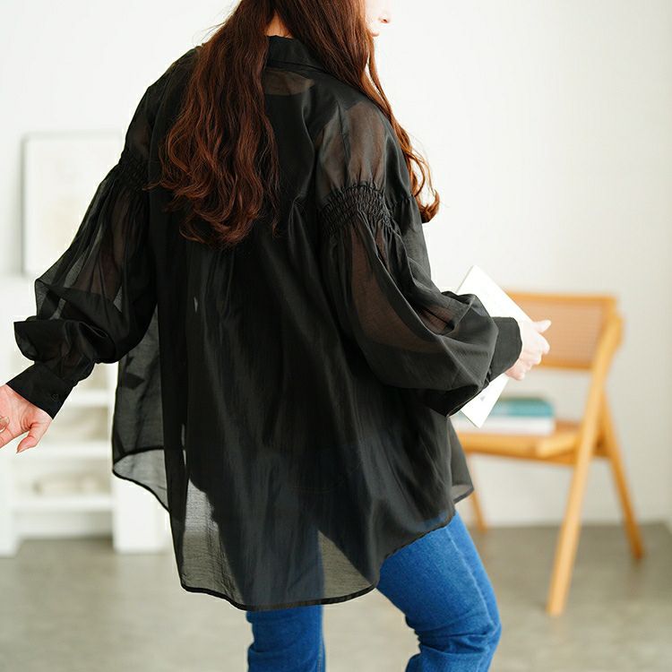 大きいサイズ レディース シャーリングシアーシャツ　tana-ww650050 【メール便可】