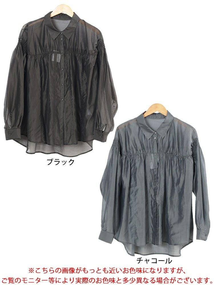 大きいサイズ レディース シャーリングシアーシャツ　tana-ww650050 【メール便可】