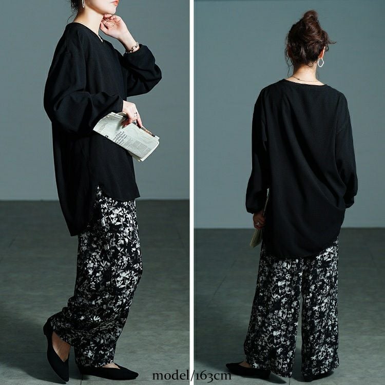 大きいサイズ レディース Vネックステップヘムプルオーバー　jp565 【メール便可】